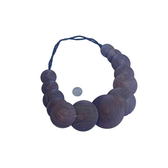 Handcrafted Wooden Beaded Necklace With Layered Circular Design - Picture 6 of 7